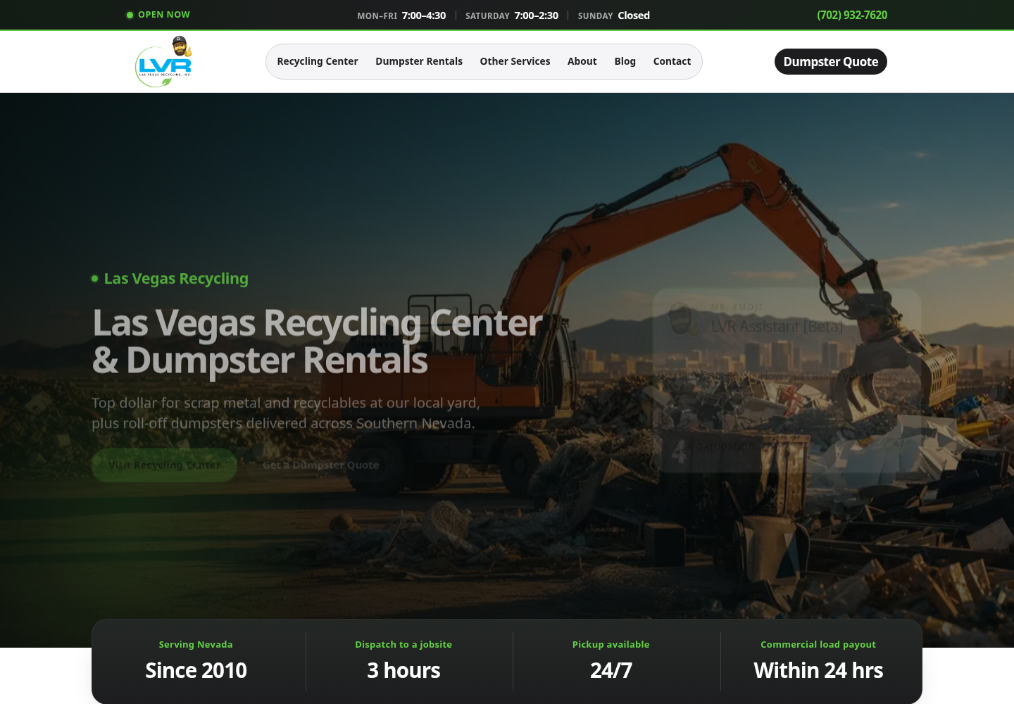 Las Vegas Recycling website desktop preview